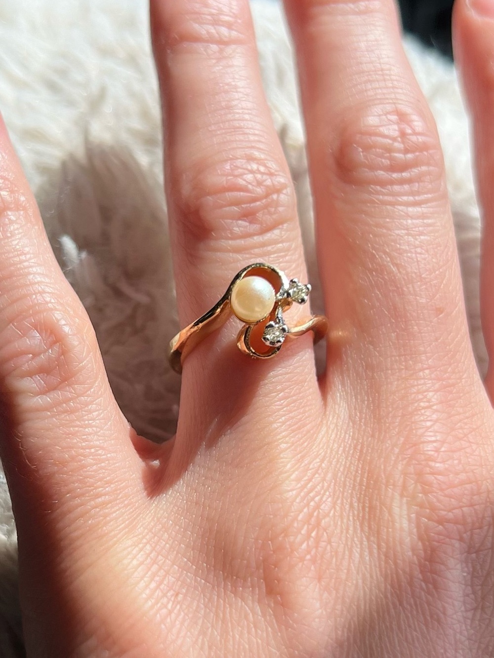 18K Gold Plated Pearl Ring
